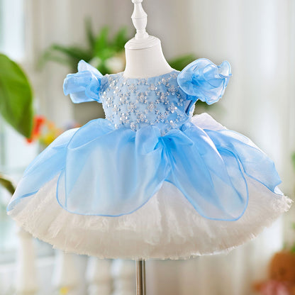 O-Neck Sequin Knee-Length Party Princess Girl Dress J561