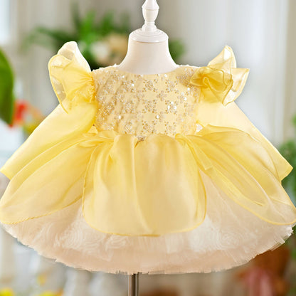 O-Neck Sequin Knee-Length Party Princess Girl Dress J561