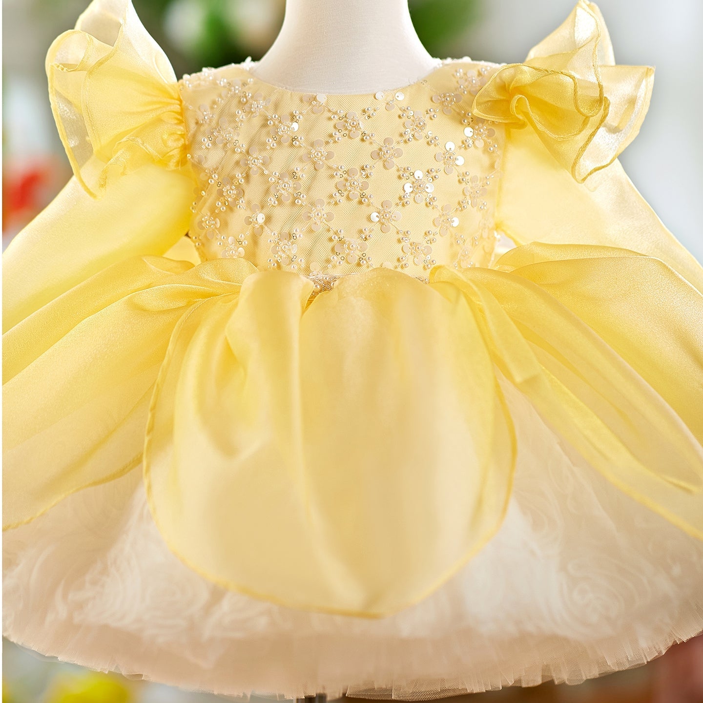 O-Neck Sequin Knee-Length Party Princess Girl Dress J561