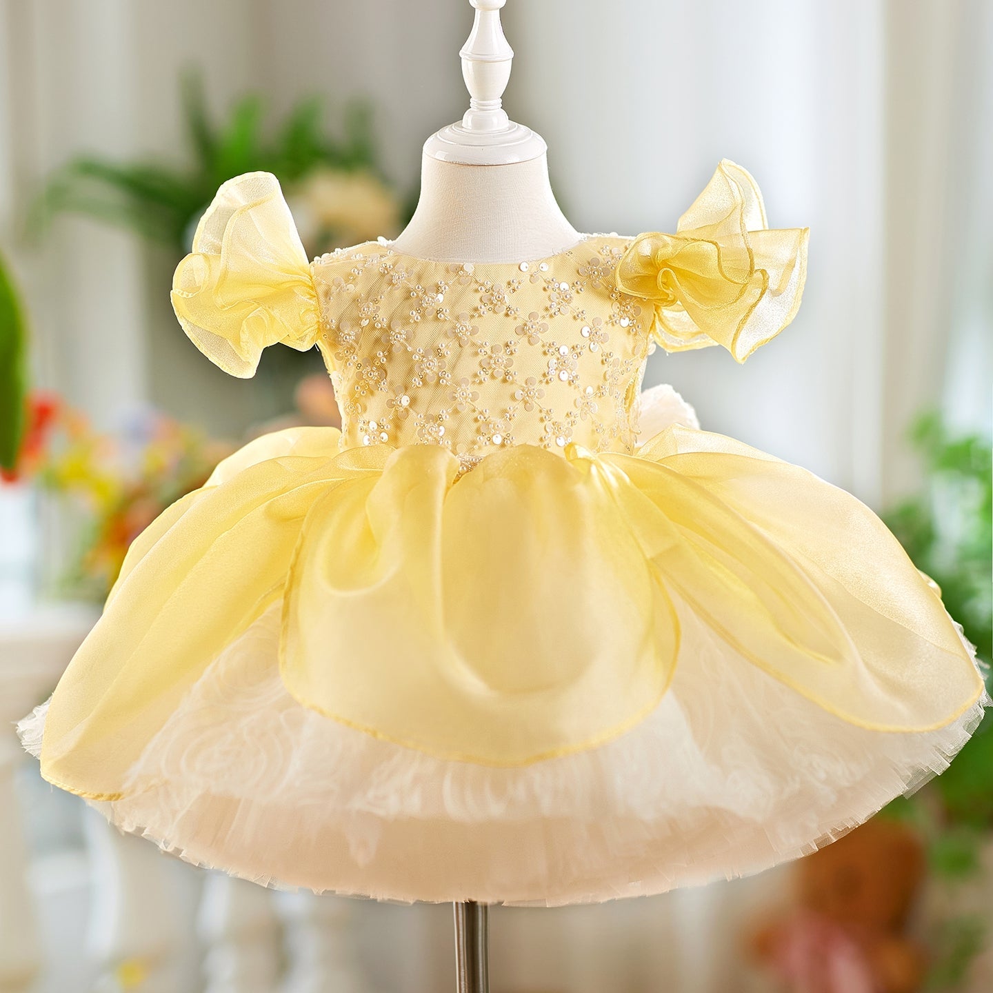 O-Neck Sequin Knee-Length Party Princess Girl Dress J561