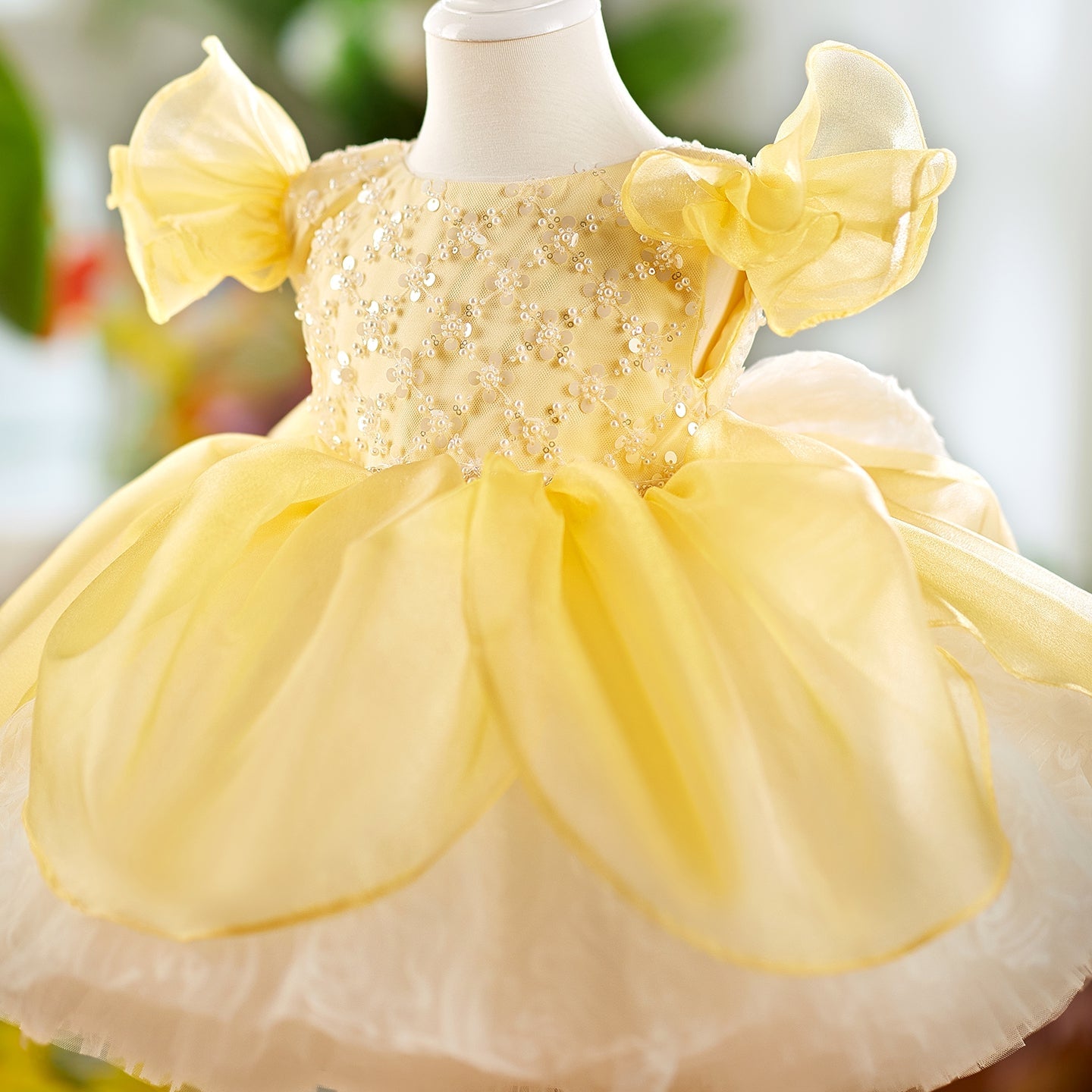 O-Neck Sequin Knee-Length Party Princess Girl Dress J561