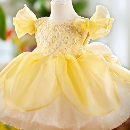 O-Neck Sequin Knee-Length Party Princess Girl Dress J561