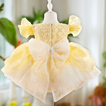 O-Neck Sequin Knee-Length Party Princess Girl Dress J561