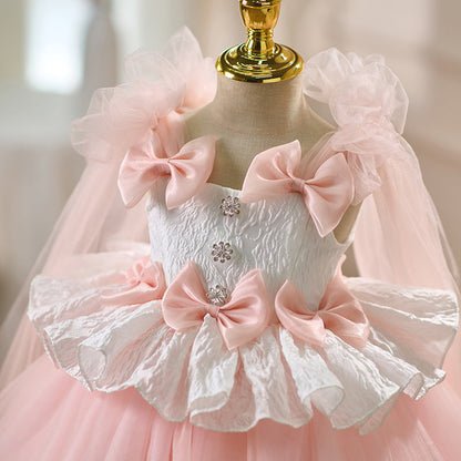 Pink Flower Girl Dress for Toddler Birthday Wedding Party D114