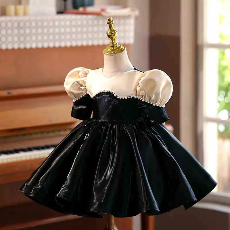 Black Girl Princess Dress Knee Length for 1st Birthday J407