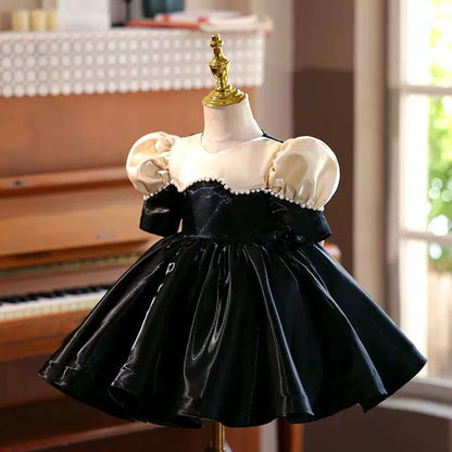 Black Girl Princess Dress Knee Length for 1st Birthday J407