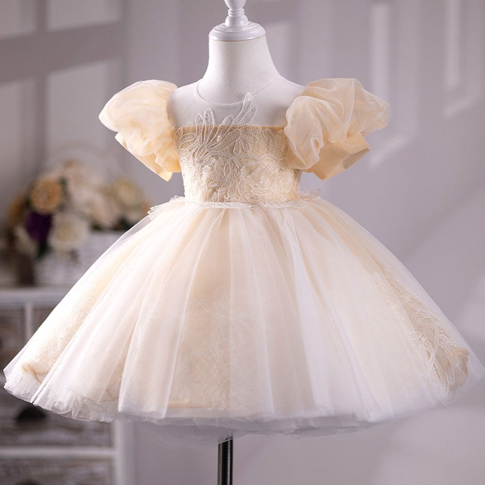 Champagne Girl Dress for Kids Wedding Birthday Party J233