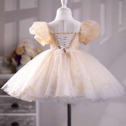 Champagne Girl Dress for Kids Wedding Birthday Party J233