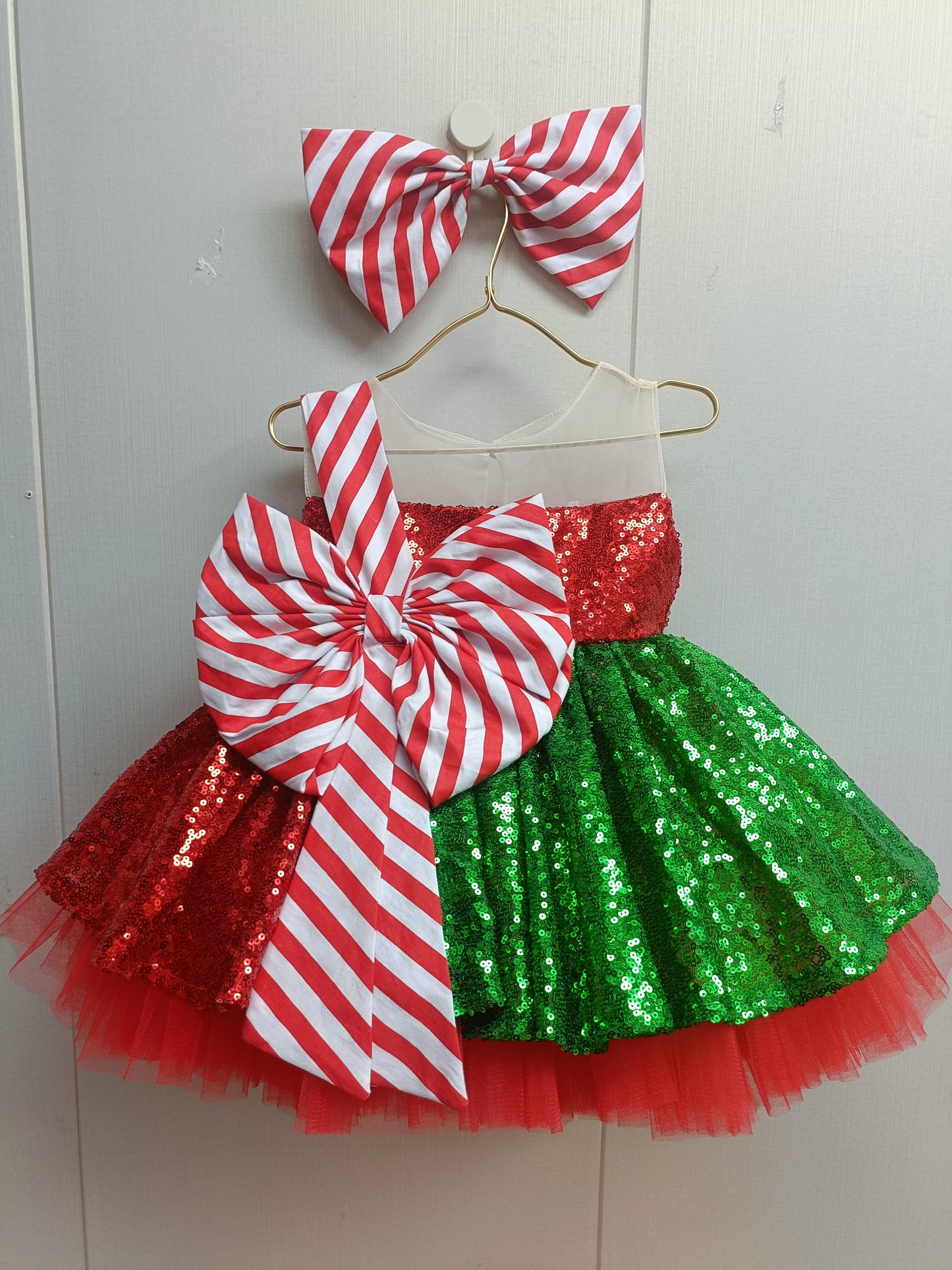 Christmas Red Knee Length with Bow Sleeveless Girl Ball Gown J280