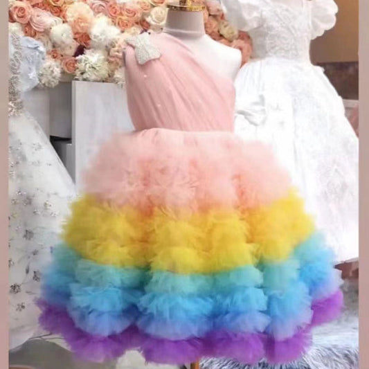 Colourful Girl Dress Princess Baby Kids Wedding Birthday Party M031