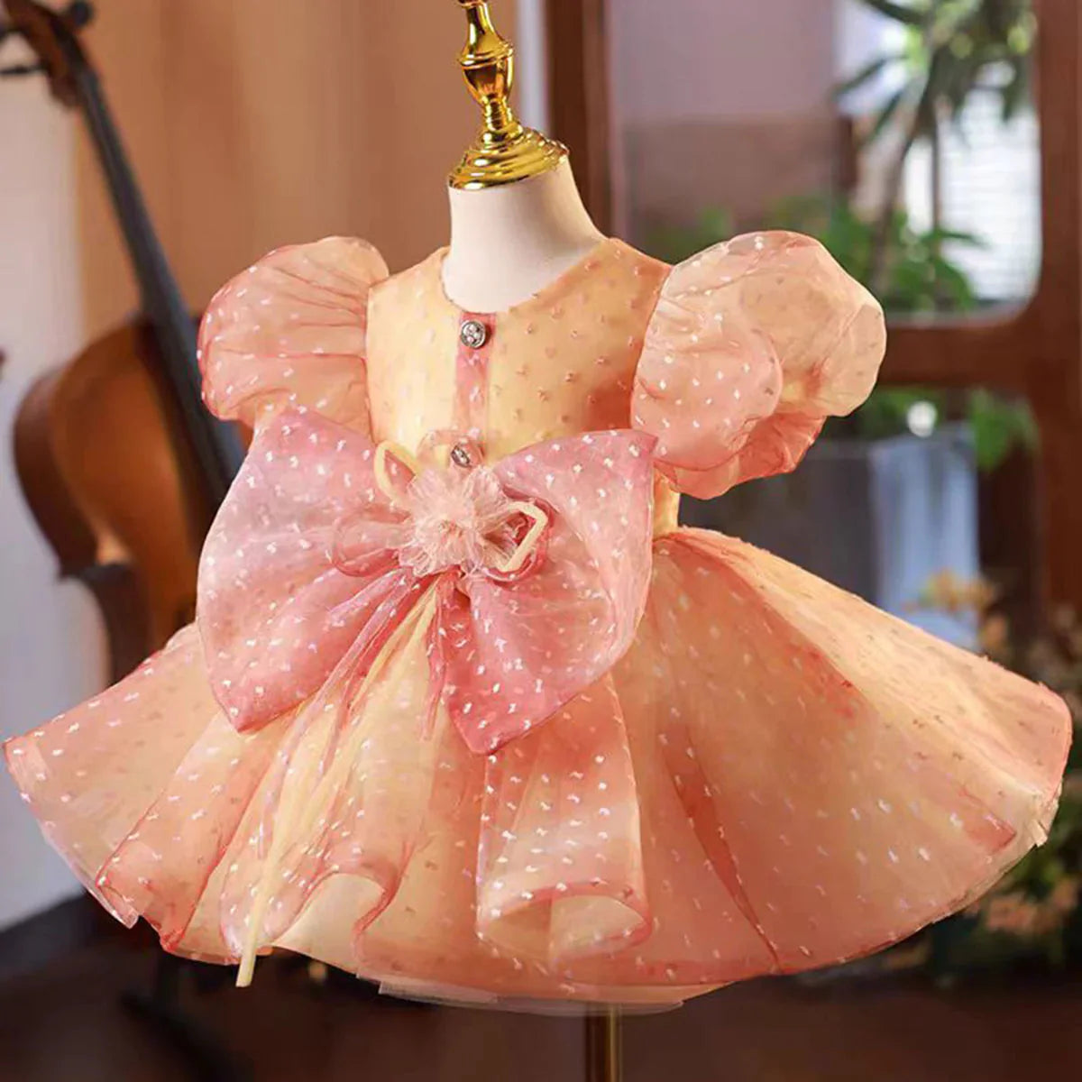 Coral Girl Dress Bow for Baby Kids Princess J103