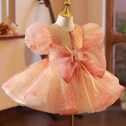 Coral Girl Dress Bow for Baby Kids Princess J103