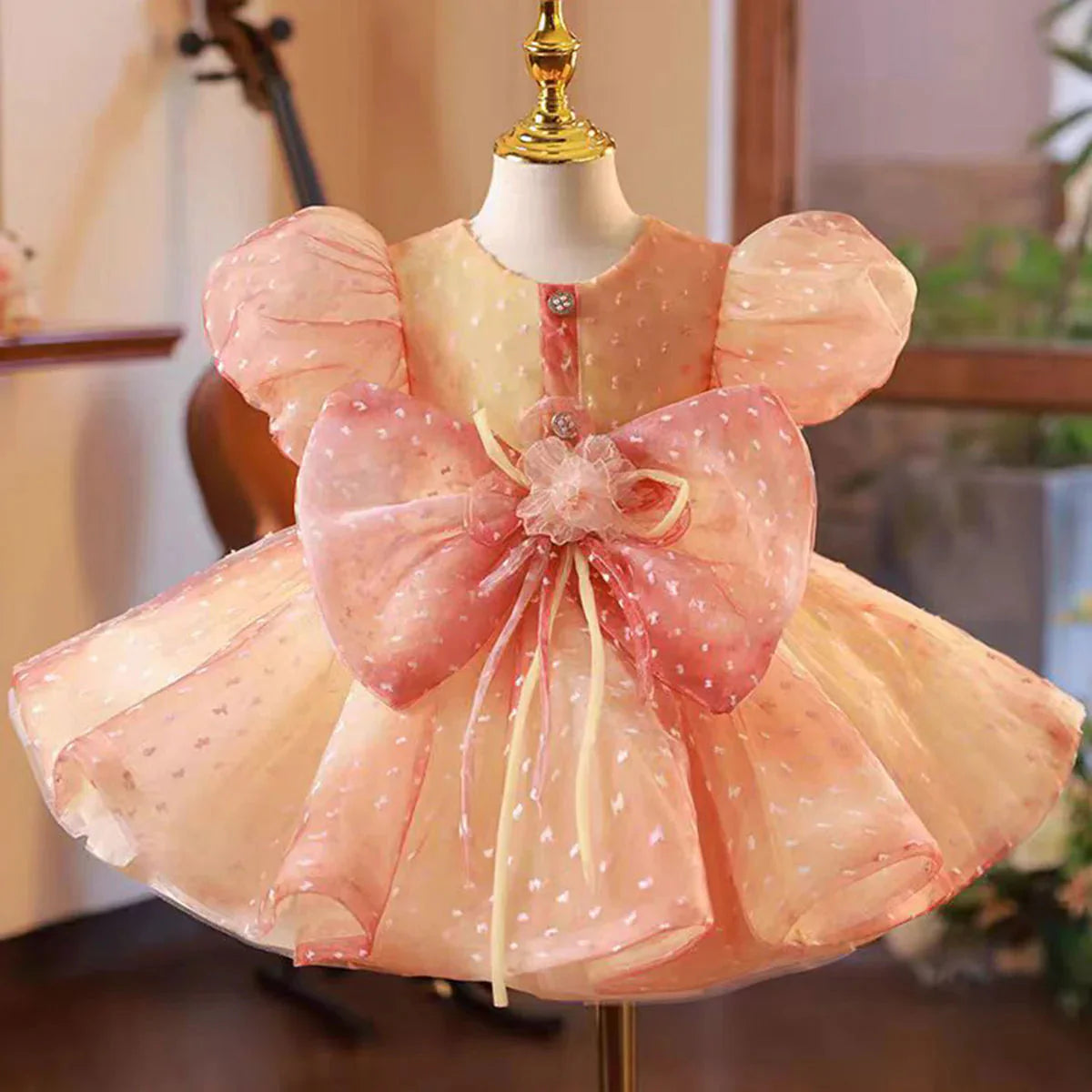 Coral Girl Dress Bow for Baby Kids Princess J103