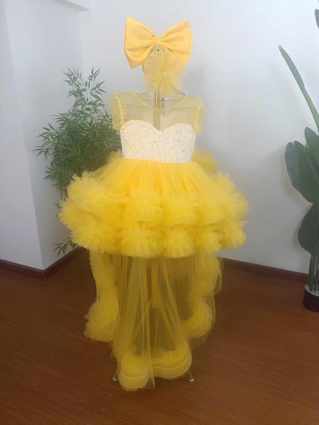 Elegant Green Pearls Flower Girl Dress Princess Baby Kids Gown J301