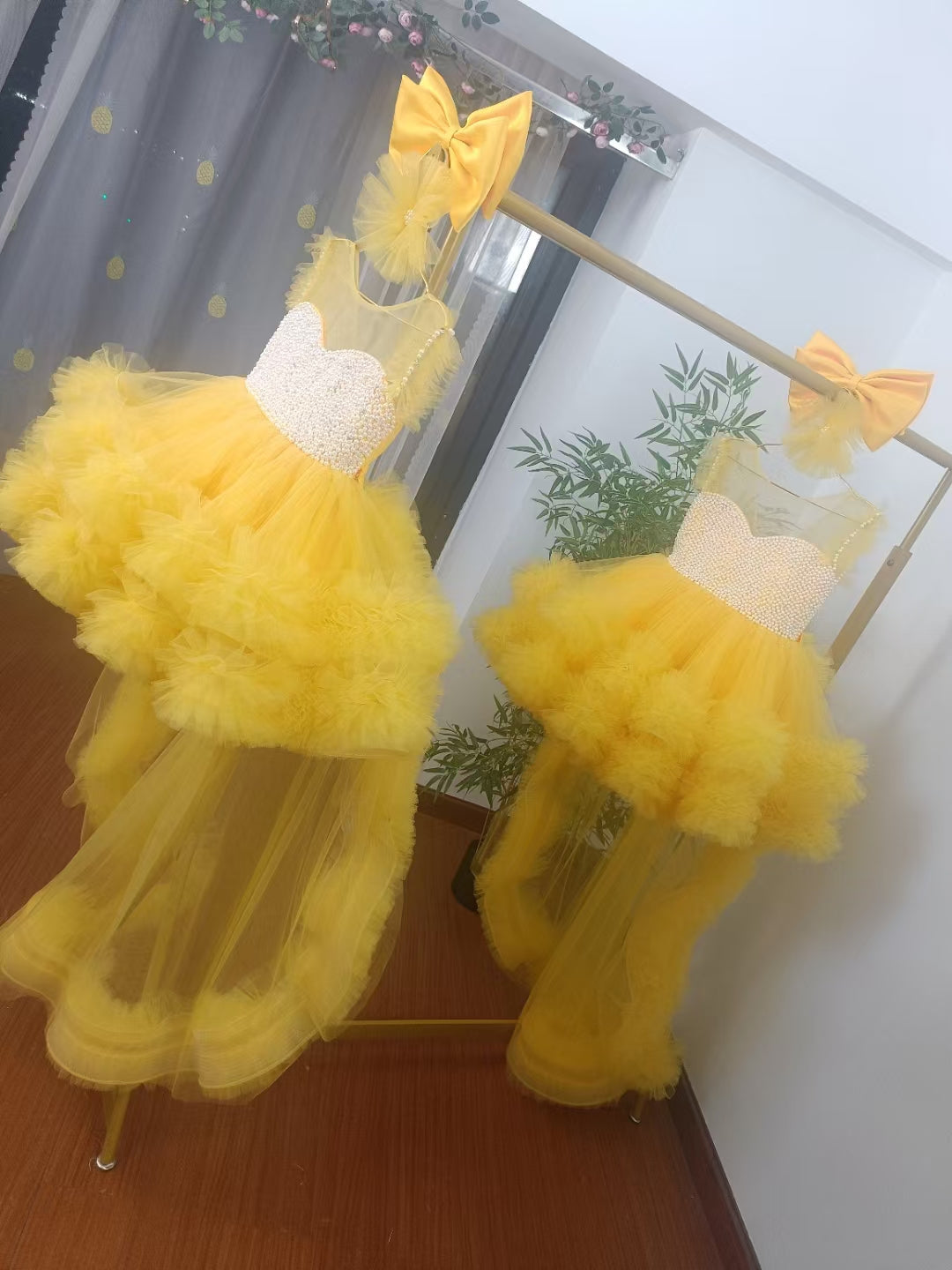 Elegant Green Pearls Flower Girl Dress Princess Baby Kids Gown J301