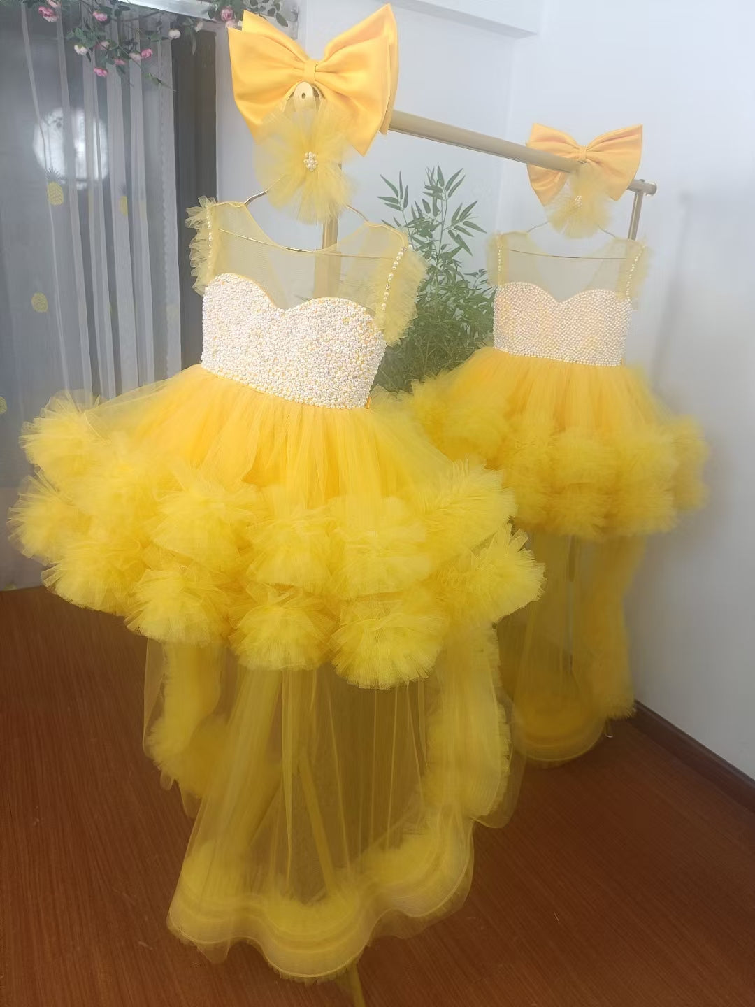 Elegant Green Pearls Flower Girl Dress Princess Baby Kids Gown J301