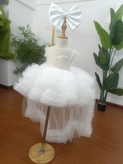 Elegant Green Pearls Flower Girl Dress Princess Baby Kids Gown J301