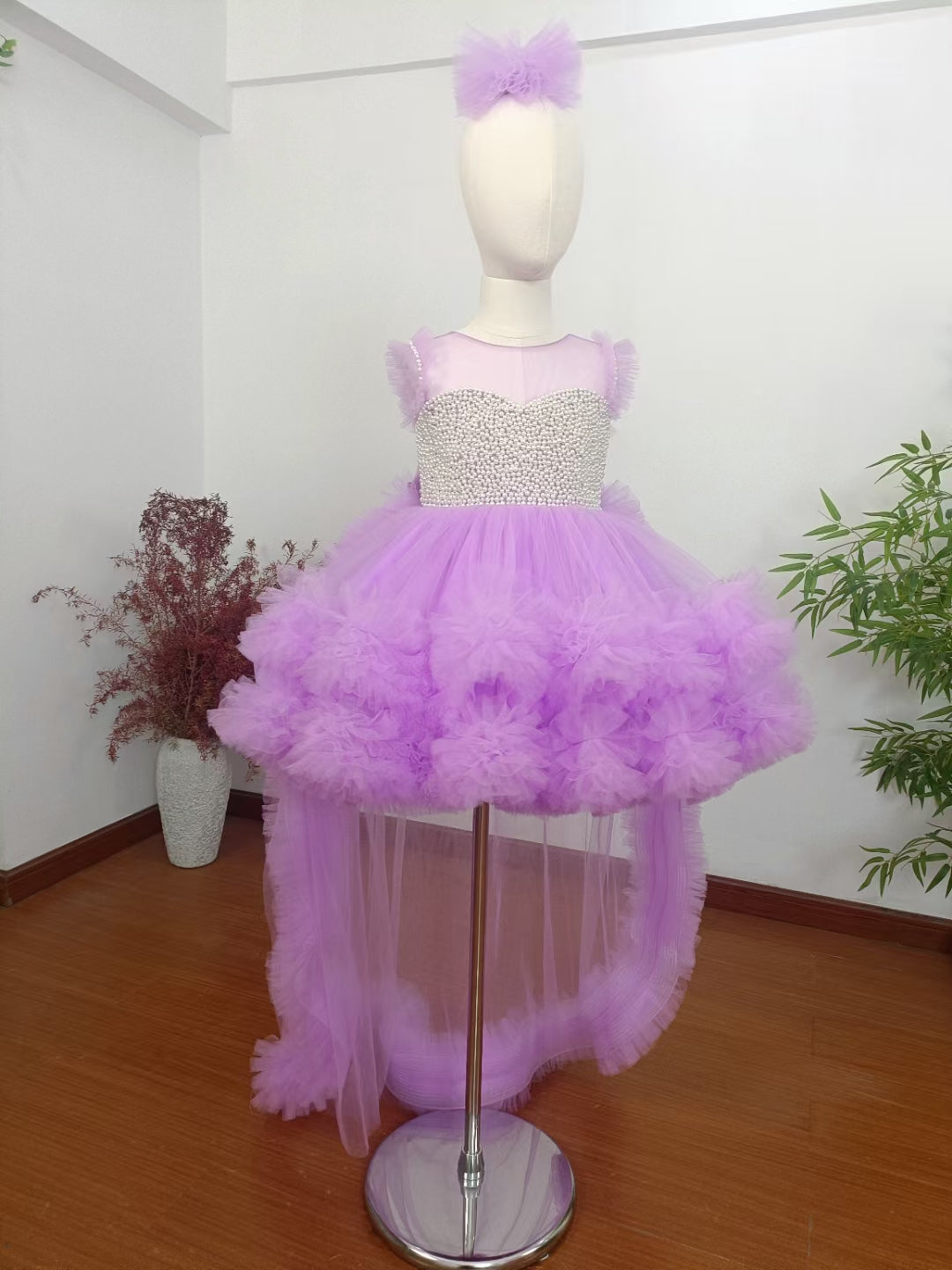 Elegant Green Pearls Flower Girl Dress Princess Baby Kids Gown J301