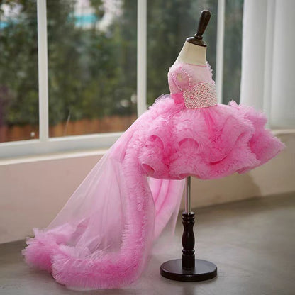 Elegant Green Pearls Flower Girl Dress Princess Baby Kids Gown J301