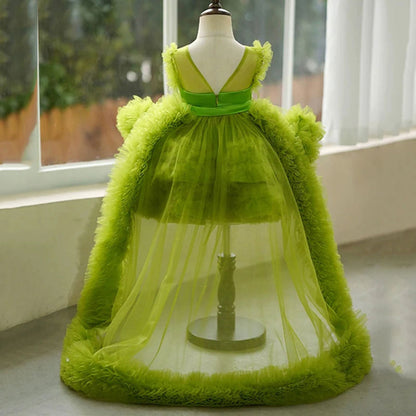 Elegant Green Pearls Flower Girl Dress Princess Baby Kids Gown J301