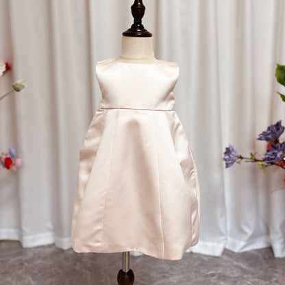 Elegant Ivory Two Piece Girl Dress 3D Flowers Satin Princess J207