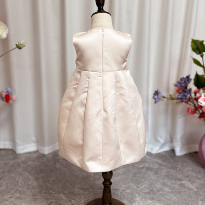 Elegant Ivory Two Piece Girl Dress 3D Flowers Satin Princess J207