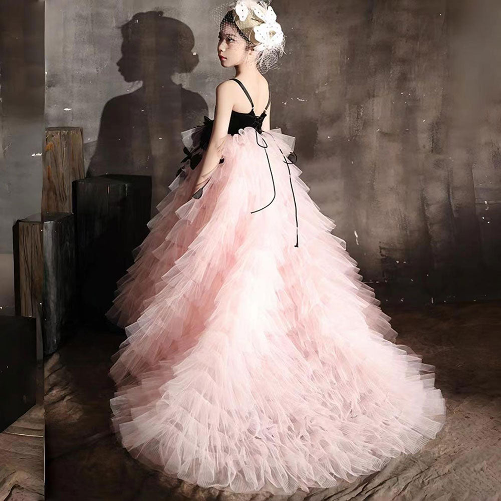 Elegant Pink Dubai Girl Dress Flowers Arabic J269