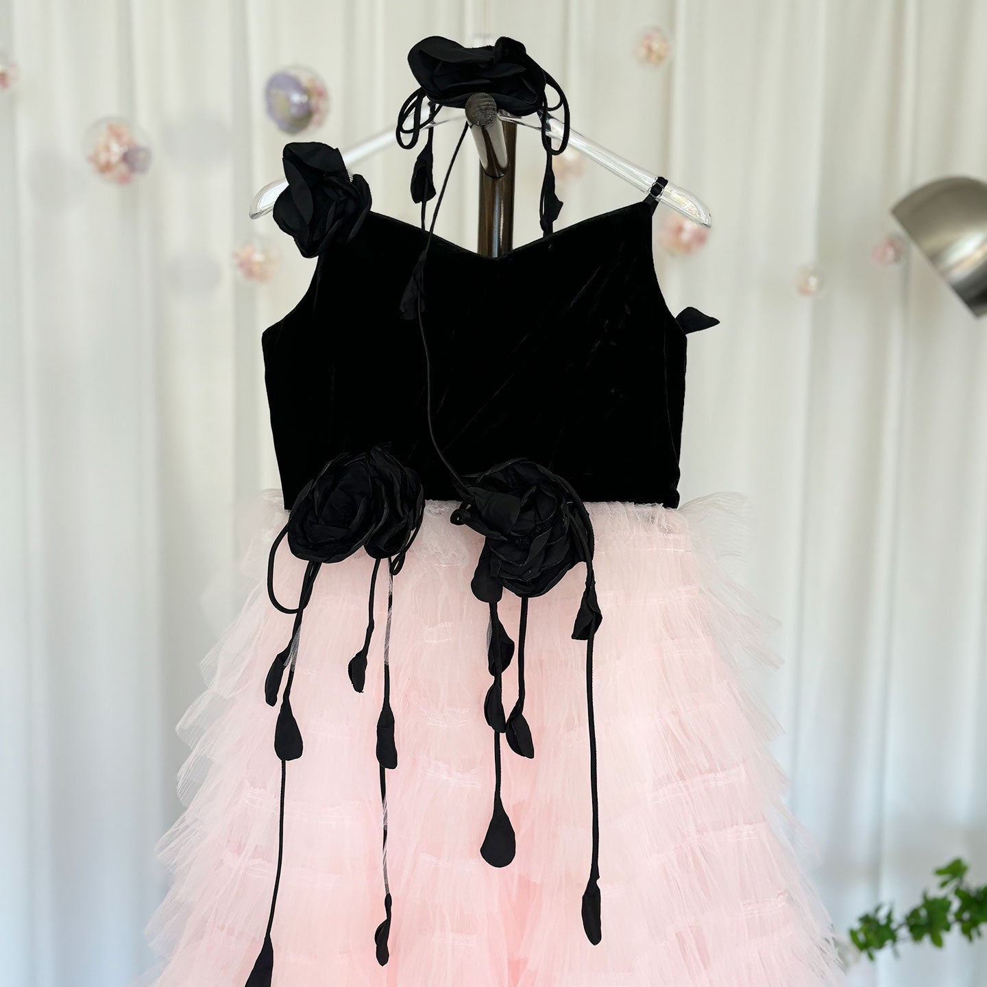 Elegant Pink Dubai Girl Dress Flowers Arabic J269