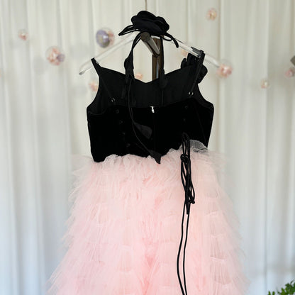 Elegant Pink Dubai Girl Dress Flowers Arabic J269