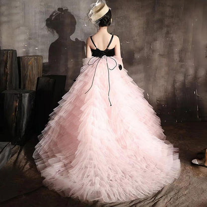 Elegant Pink Dubai Girl Dress Flowers Arabic J269