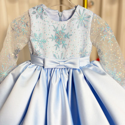 Elegant Pink Long Sleeve Flower Girl Dress Knee Length J048