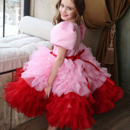 Elegant Red Girl Dress Sage Green for Princess J155