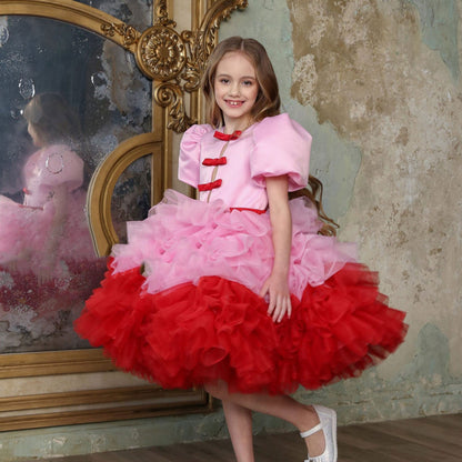 Elegant Red Girl Dress Sage Green for Princess J155