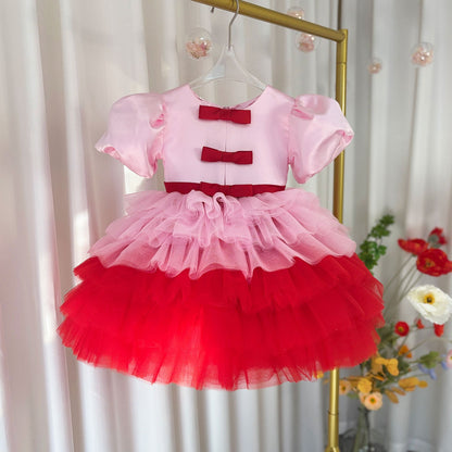Elegant Red Girl Dress Sage Green for Princess J155