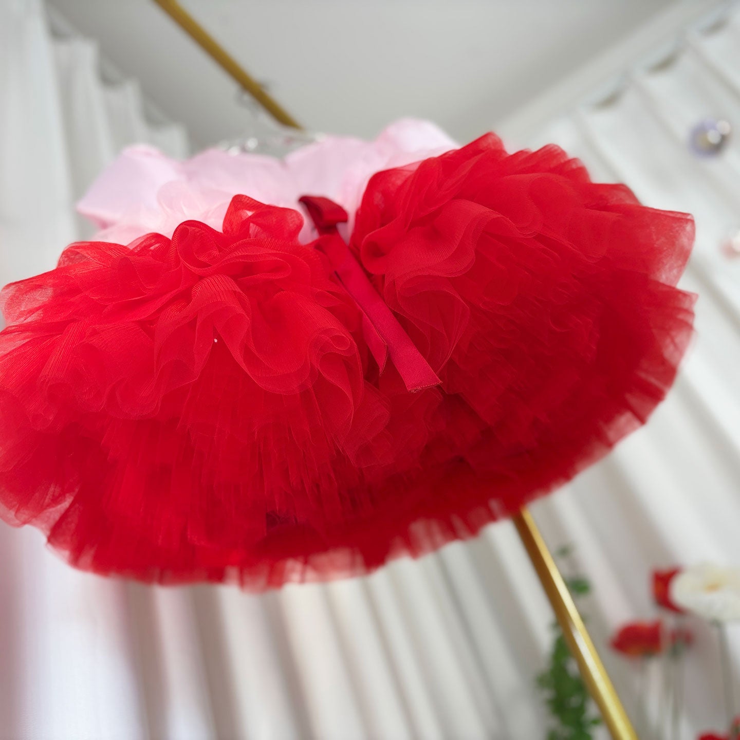 Elegant Red Girl Dress Sage Green for Princess J155