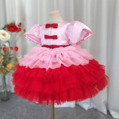 Elegant Red Girl Dress Sage Green for Princess J155