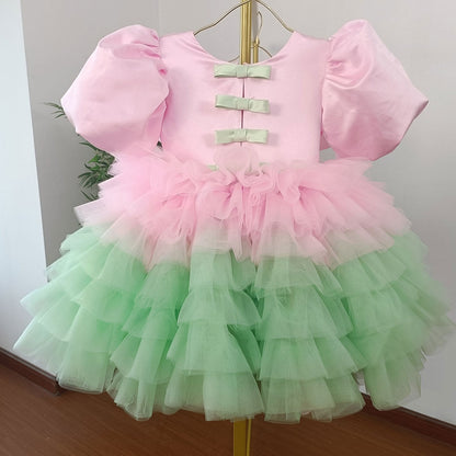 Elegant Red Girl Dress Sage Green for Princess J155