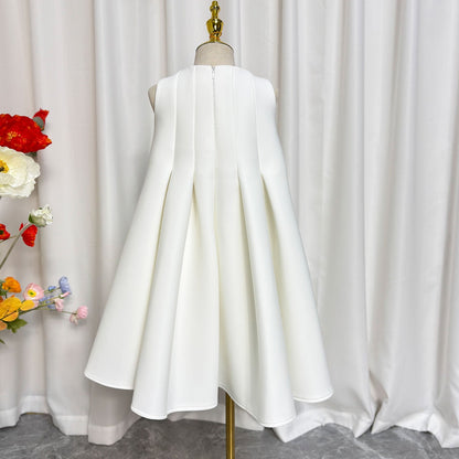 Elegant White Girl Dress Handmade Flowers Princess Baby Kids J386