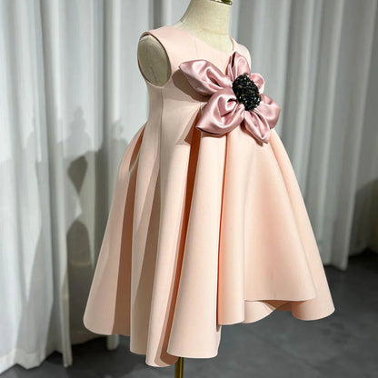 Elegant White Girl Dress Handmade Flowers Princess Baby Kids J386