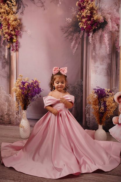 Elegant White Satin Girl Dress for First Communion J019