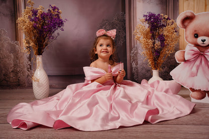 Elegant White Satin Girl Dress for First Communion J019