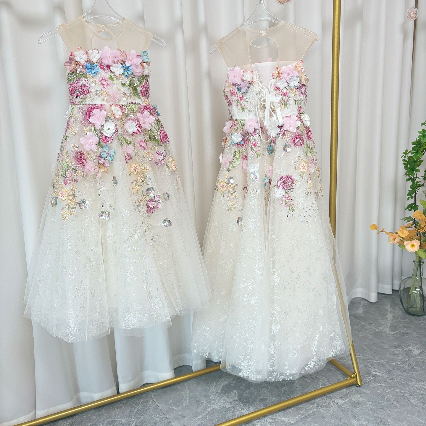 Floral Luxury Long Girl Dress for Princess Birthday Pageant J292A