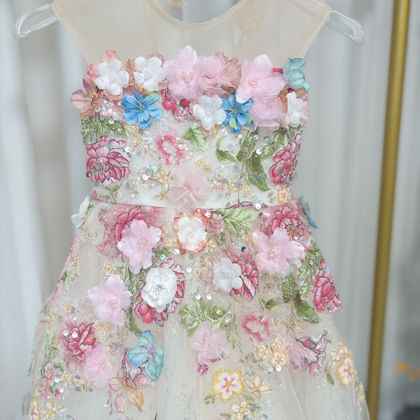 Floral Luxury Long Girl Dress for Princess Birthday Pageant J292A