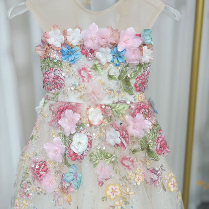 Floral Luxury Long Girl Dress for Princess Birthday Pageant J292A