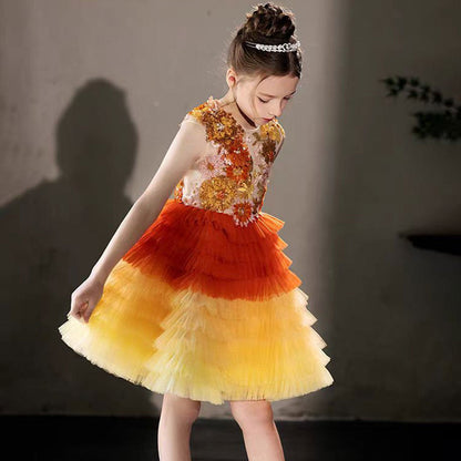 Flower Girl Dress Arabic Princess Dubai Party Gowns J097