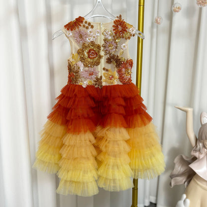 Flower Girl Dress Arabic Princess Dubai Party Gowns J097