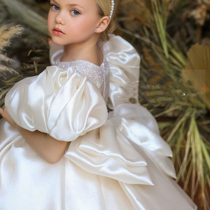 Girl Dress Puffy Sleeve for Kids Princess Birthday Wedding Party J373