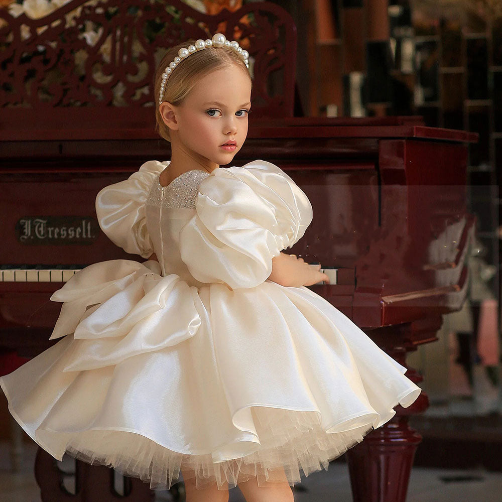 Girl Dress Puffy Sleeve for Kids Princess Birthday Wedding Party J373