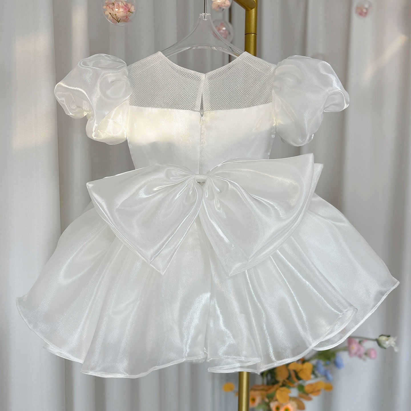 Girl Dress Puffy Sleeve for Kids Princess Birthday Wedding Party J373