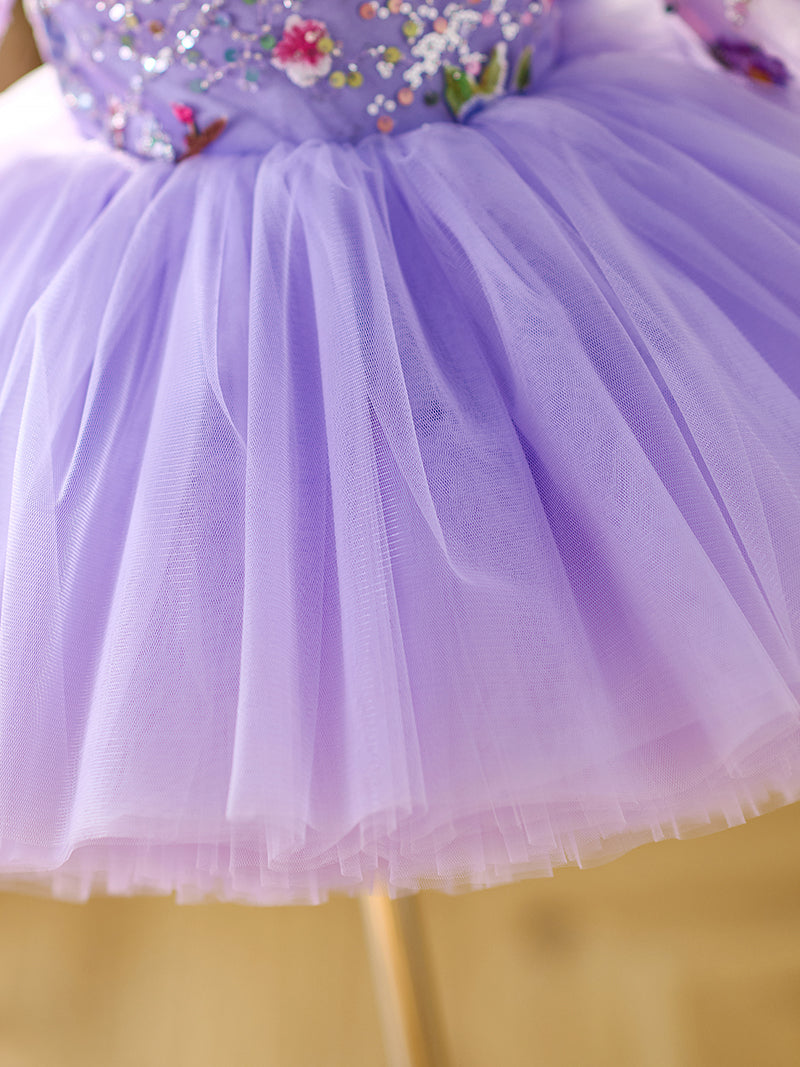 Lilac Baby Long Sleeve Adorable Knee Length Girl Dress J055